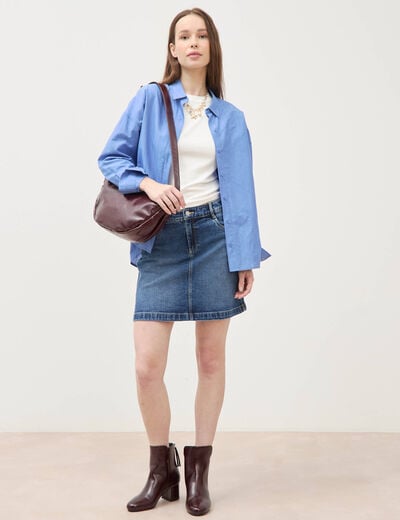 Mini-jupe en jeans bleu gris femme