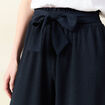 Pantalon large fluide noeud bleu marine femme