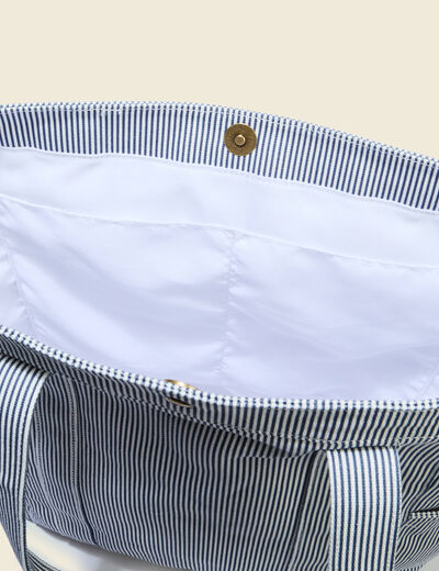 Cabas en coton avec doublure bleu marine femme