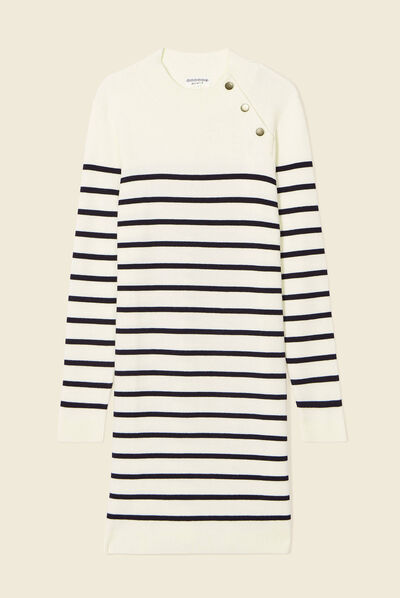 Robe pull éco-responsable ecru femme