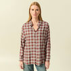 Chemise manches longues col v fluide bordeaux femme