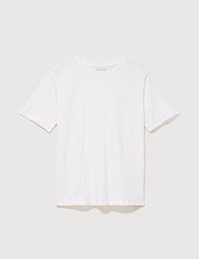 T-shirt droit col rond manches courtes blanc femme
