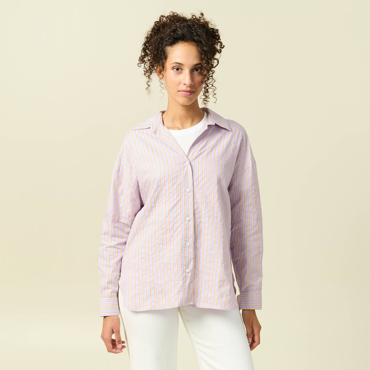 Chemise oversize en coton bleu ciel femme