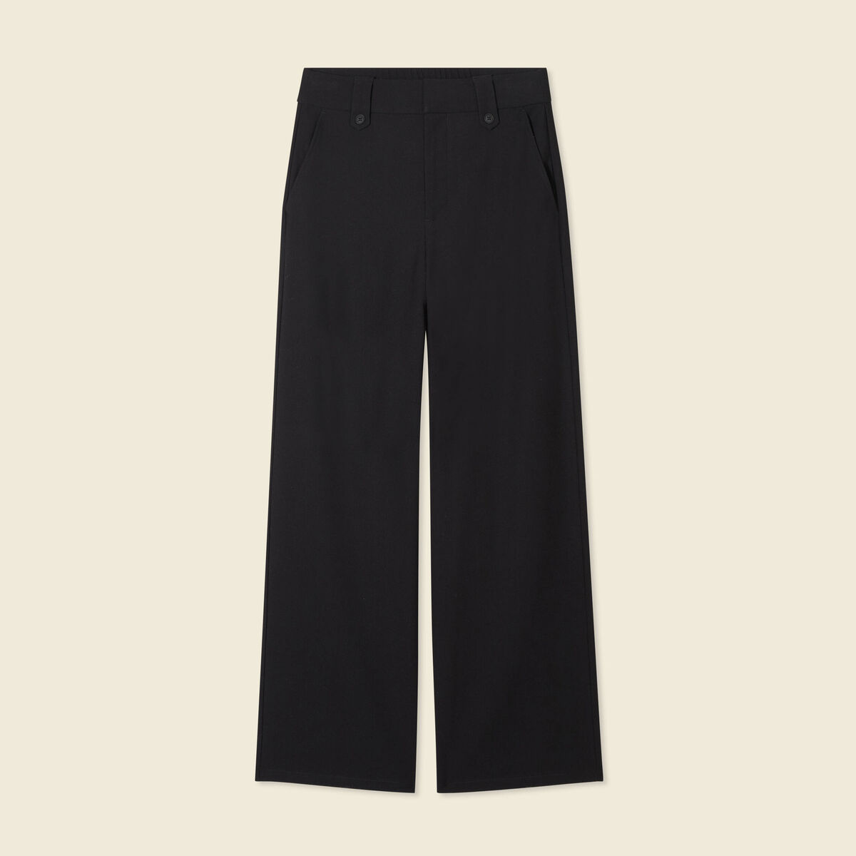 Pantalon large taille haute noir femme