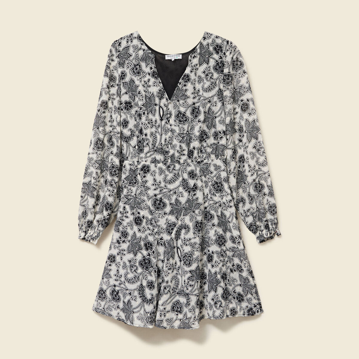 Robe fluide col v manches longues blanc femme
