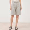 Bermuda large taille haute en coton denim gris clair femme