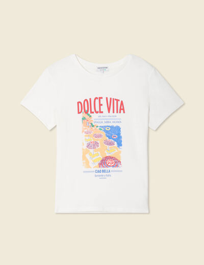 T-shirt manches courtes ecru femme