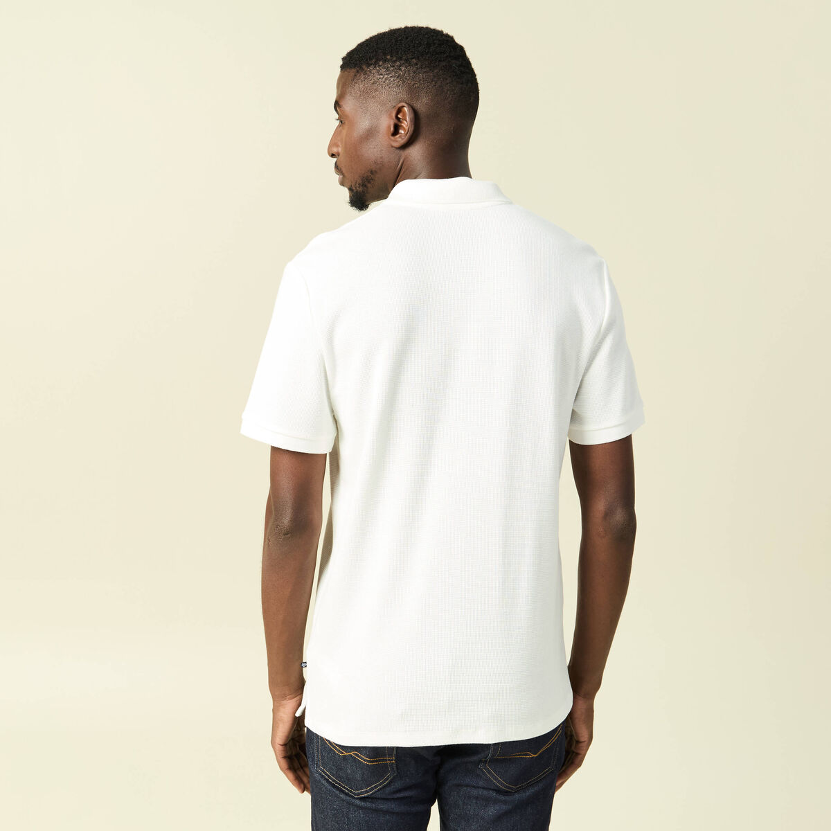 Polo col polo manches courtes en coton ecru homme