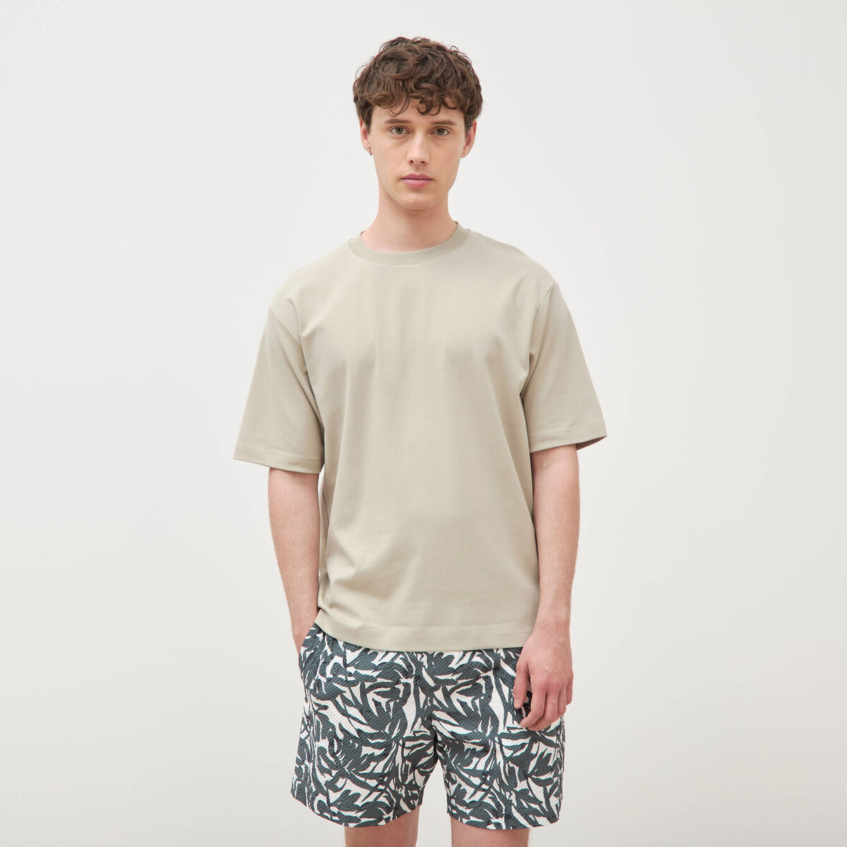 T-shirt manches courtes beige homme