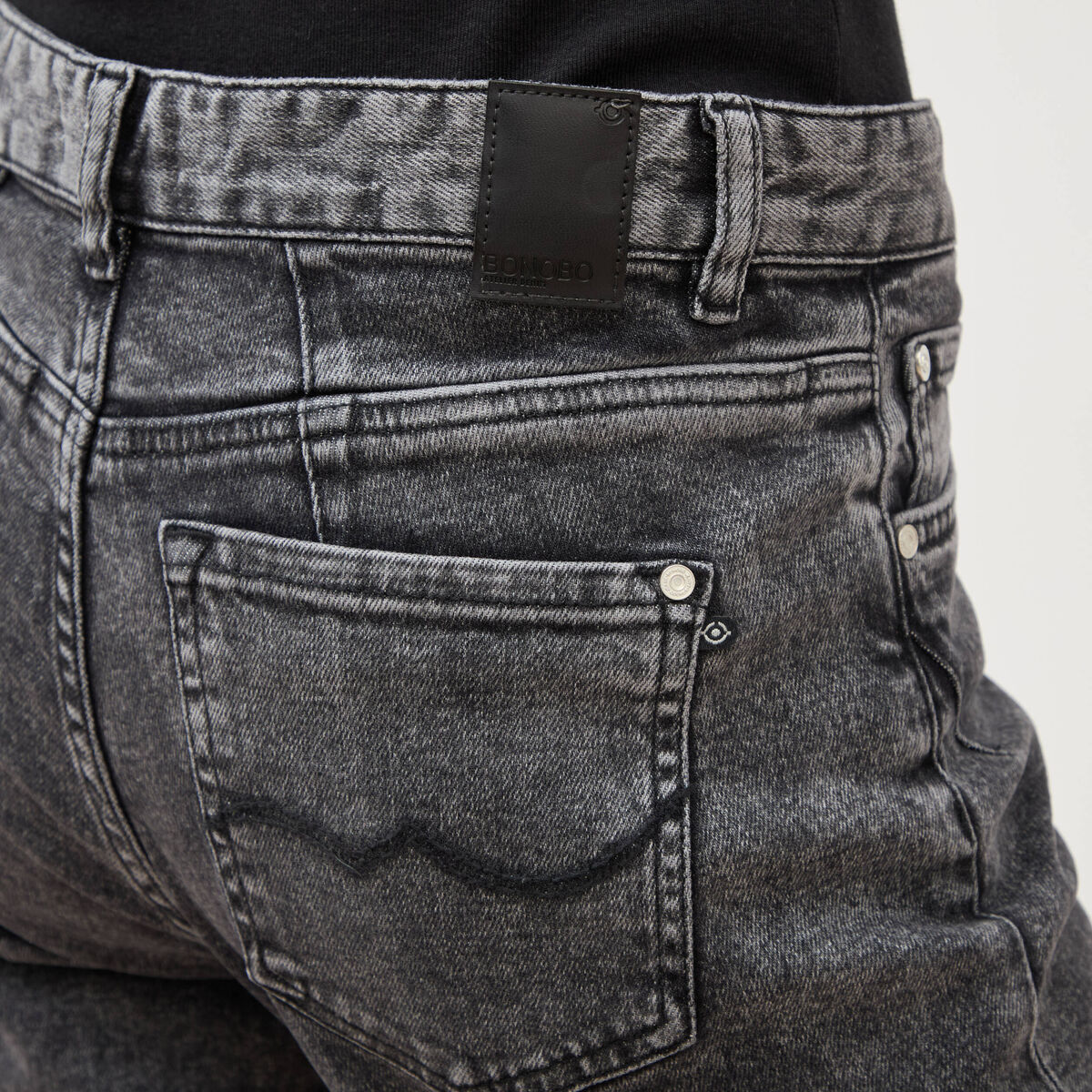 Jeans girlfriend 5 poches denim snow gris femme