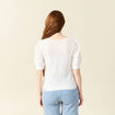 Pull manches courtes ajouré ecru femme