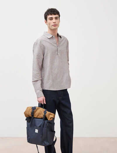 Col vareuse boyfriend manches longues marron fonc&eacute; homme