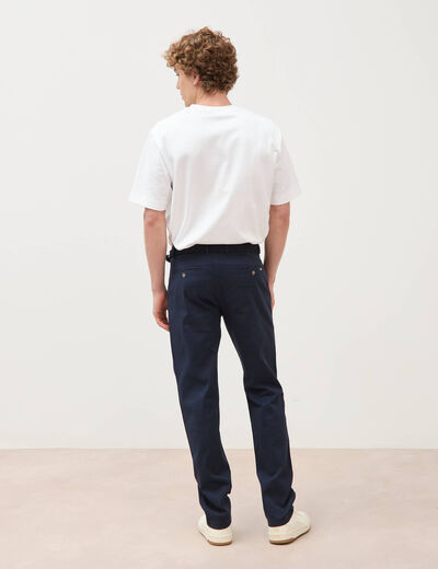 Pantalon straight longueur 32 ceinture bleu marine homme
