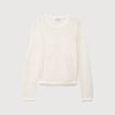 Pull ajour&eacute; col rond manches longues ecru femme