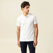 Polo cintr&eacute; manches courtes en coton ecru homme