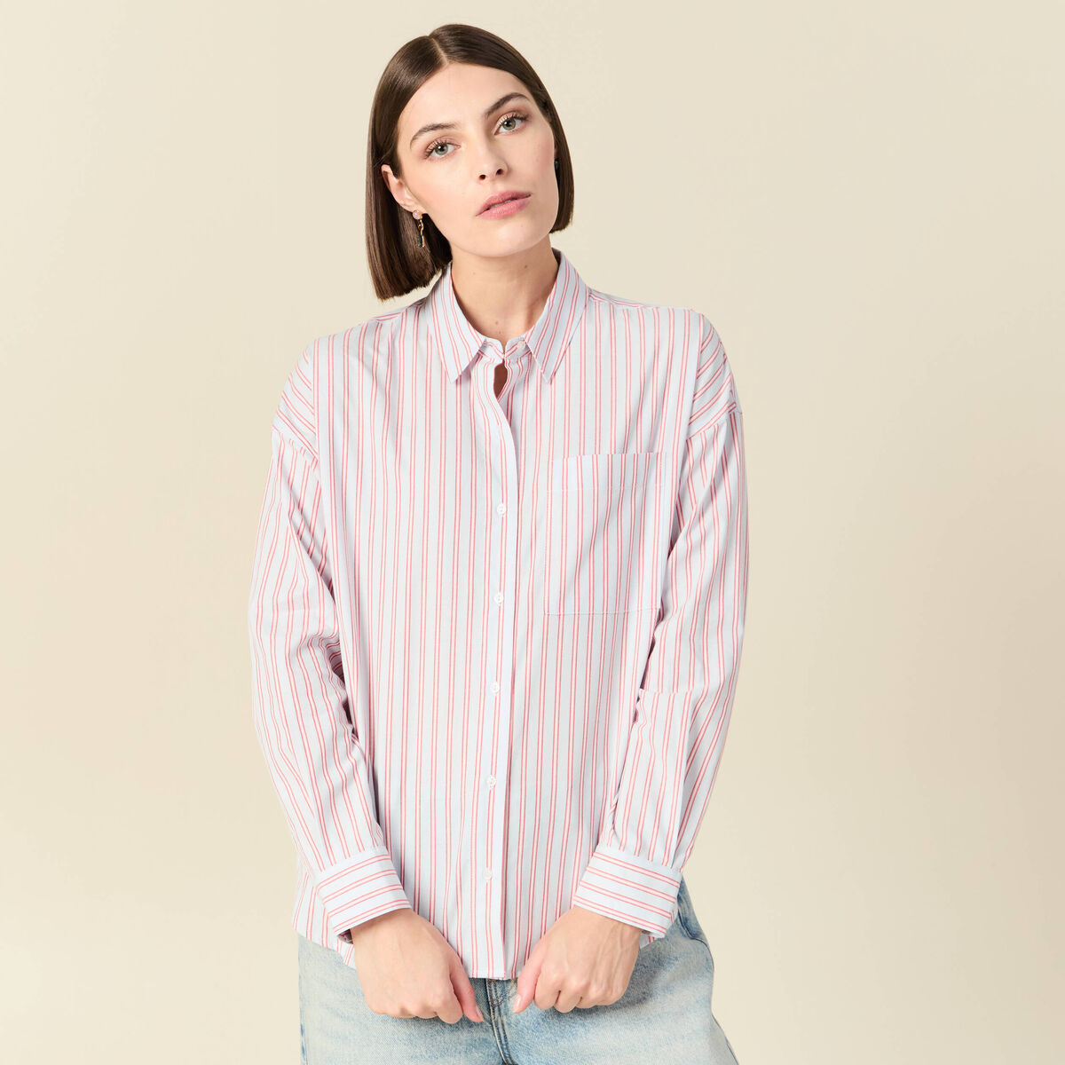 Chemise oversize en coton bleu ciel femme