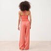 Pantalon large taille standard fluide rouge fonc&eacute; femme