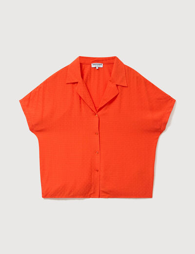 Chemise manches courtes orange fonc&eacute; femme