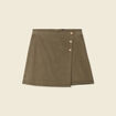 Jupe chino trap&egrave;ze vert kaki femme