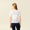 T-shirt cintr&eacute; col rond dentelle blanc femme