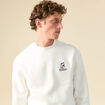 Sweat ras de cou manches longues brod&eacute; ecru homme