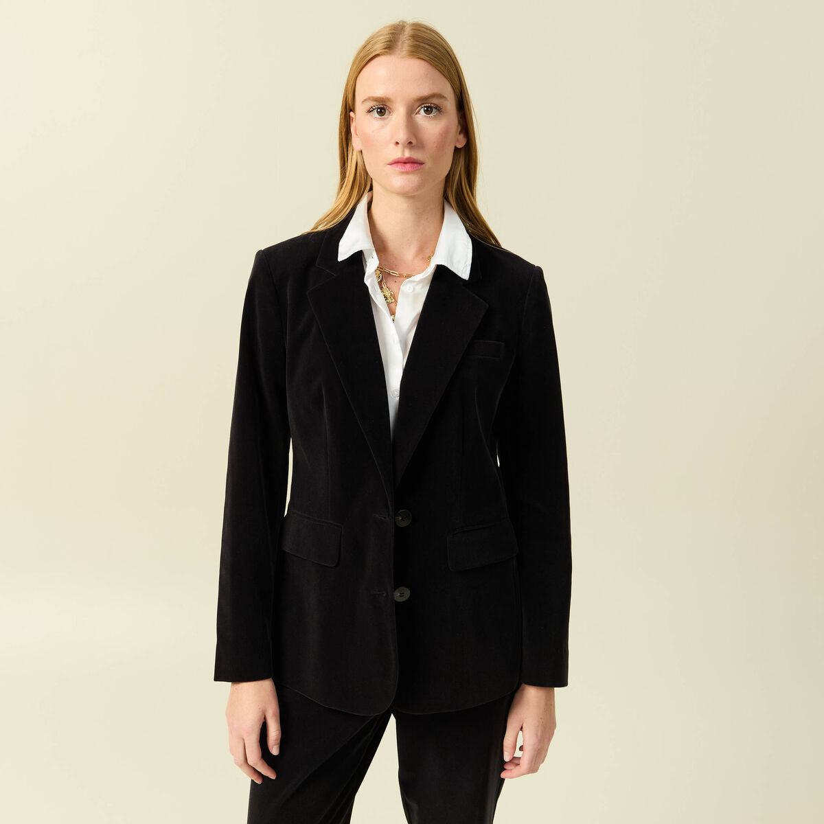 Veste blazer velours noir femme