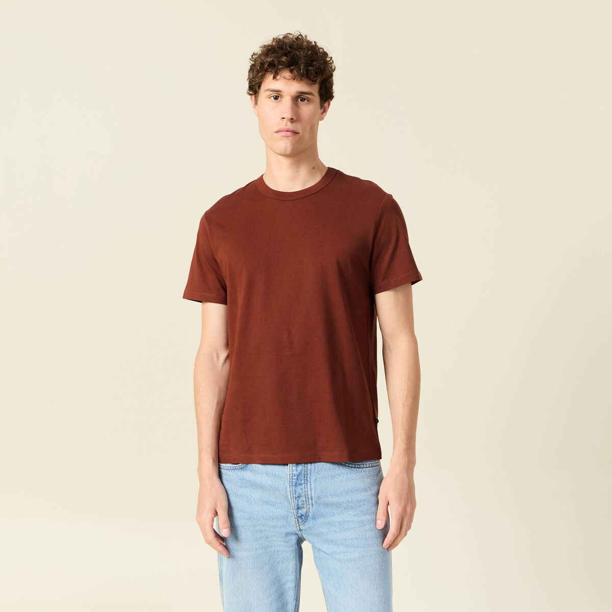 T-shirt éco-responsable marron cognac homme