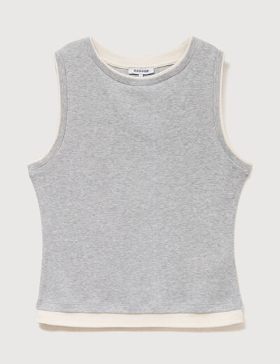 D&eacute;bardeur ajust&eacute; court col rond gris clair femme