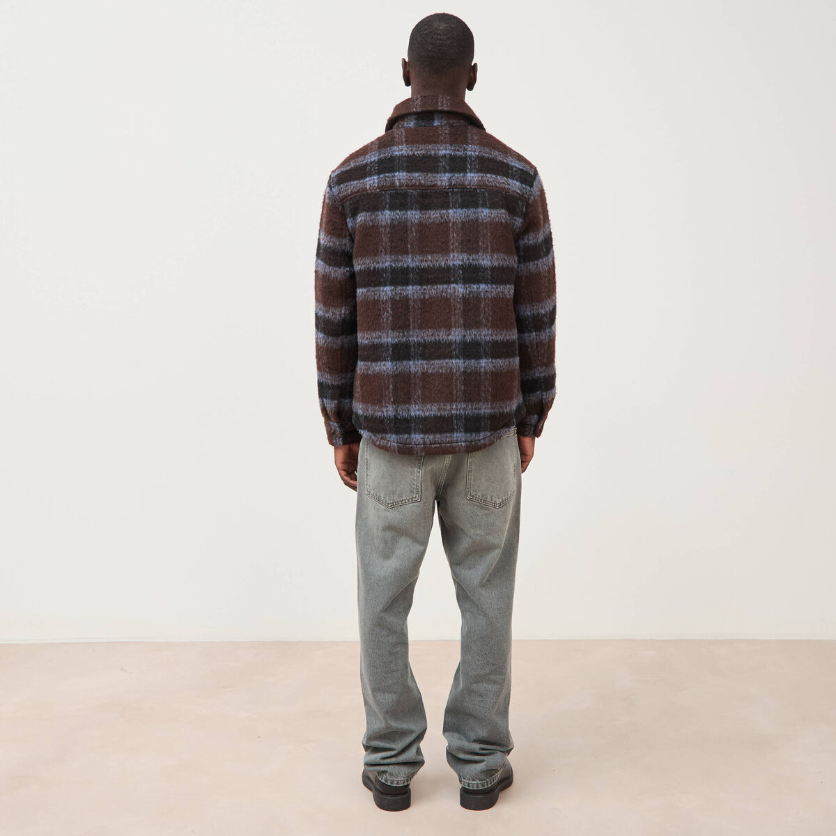 Surchemise oversize manches longues marron homme