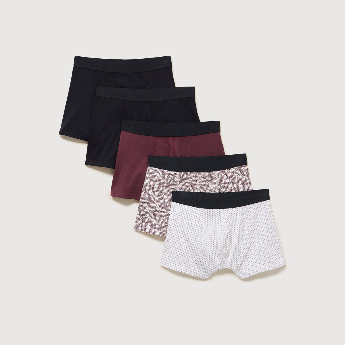 Lot de 5 boxers prune homme