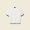 Pull manches courtes ajouré ecru femme
