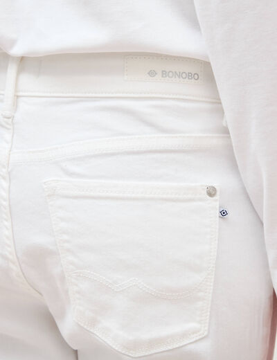 Jeans girlfriend taille haute denim blanc femme