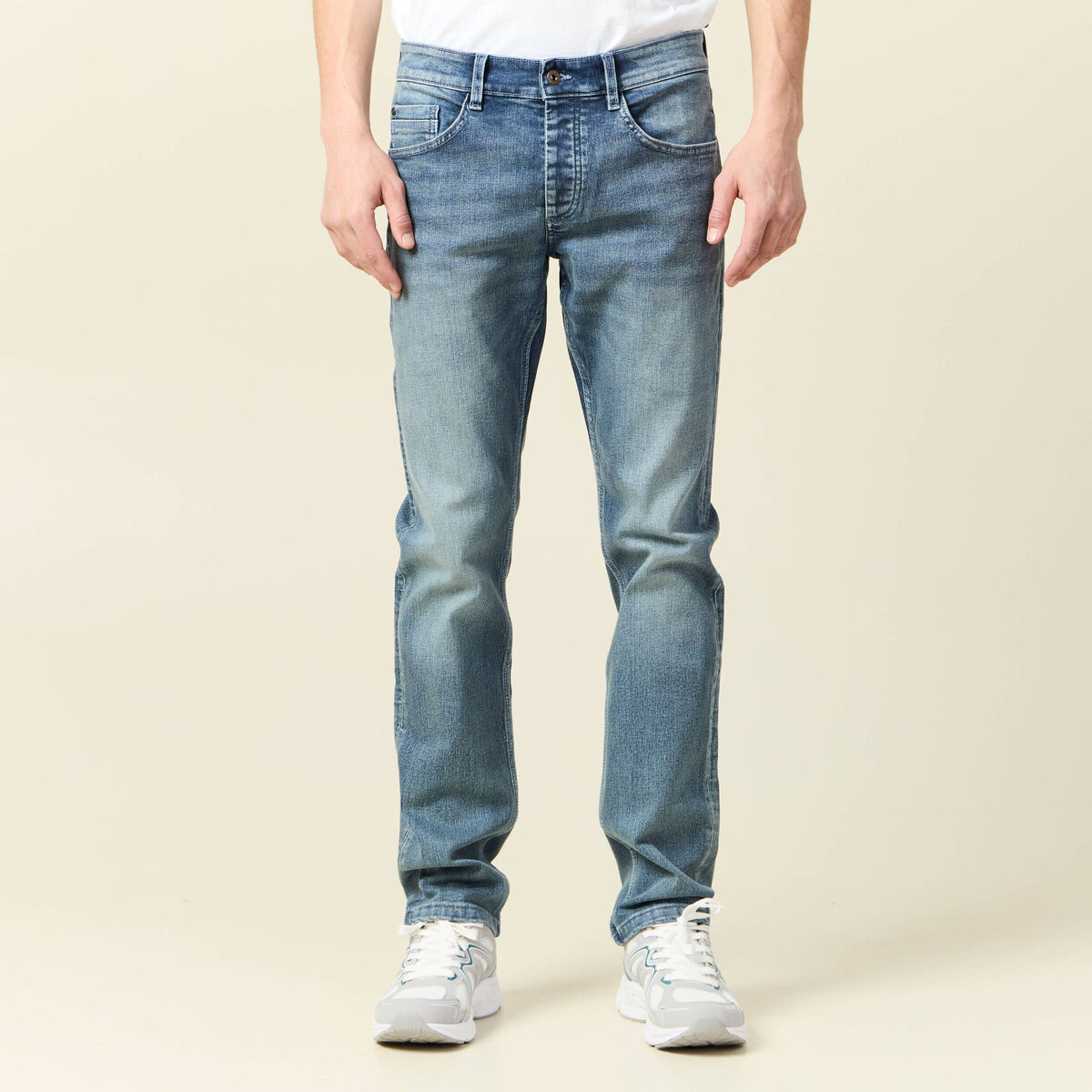 Jeans straight 5 poches denim dirty homme