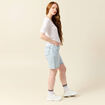 Pull manches courtes ajouré blanc femme