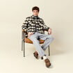 Surchemise oversize courte doubl&eacute;e vert kaki homme