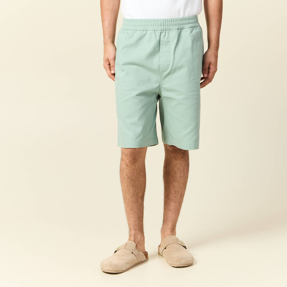 Bermuda droit vert olive homme