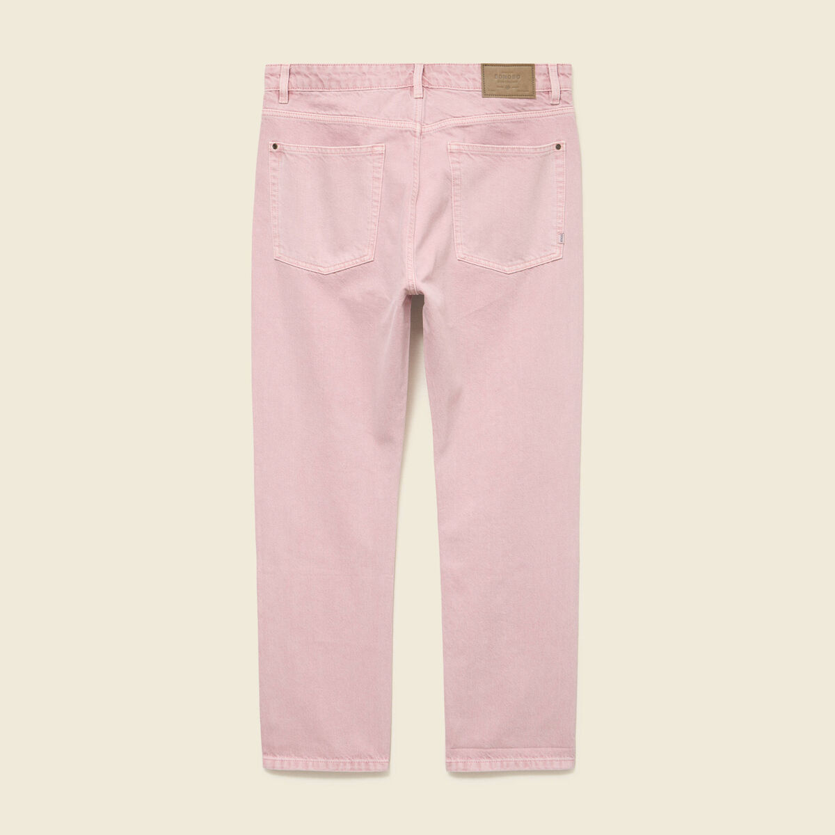 Jeans straight longueur 32 en coton rose homme
