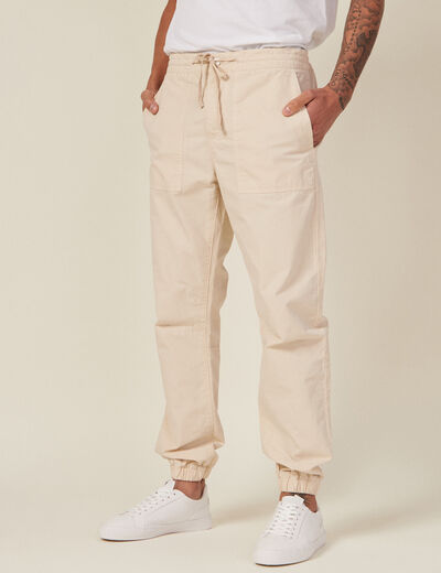 Jogger droit bas resserré beige homme