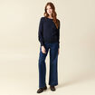 Pull manches longues bleu marine femme