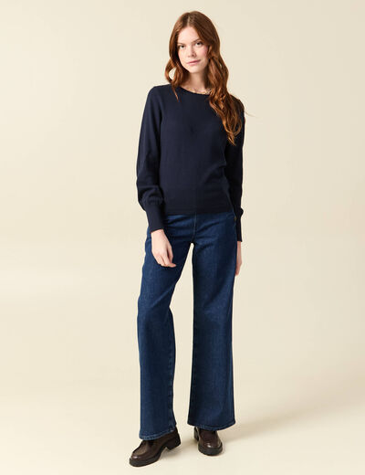 Pull manches longues bleu marine femme