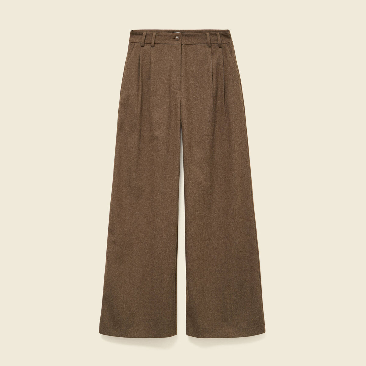 Pantalon large taille haute marron fonc&eacute; femme