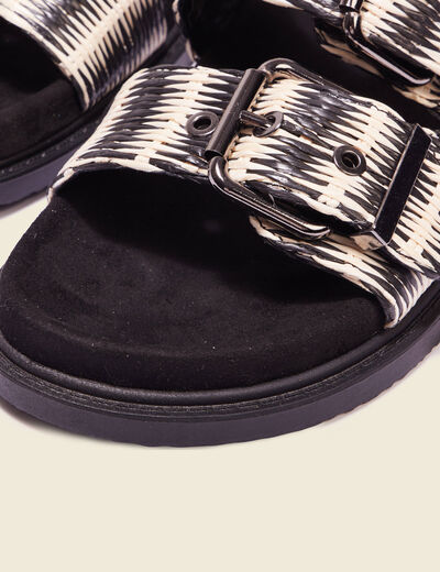 Mules plates avec boucles noir femme
