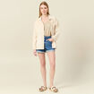 Pull manches courtes ajouré creme femme