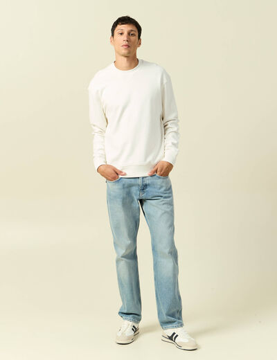 Sweat manches longues en coton ecru homme