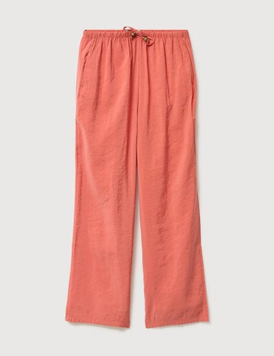 Pantalon large taille standard fluide rouge fonc&eacute; femme