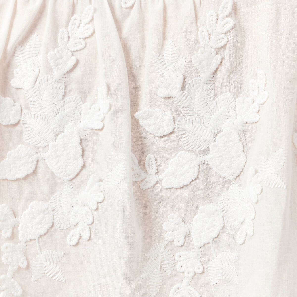 Chemise manches 3/4 brodée ecru femme
