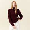 Pull manches longues col roulé rouge foncé femme