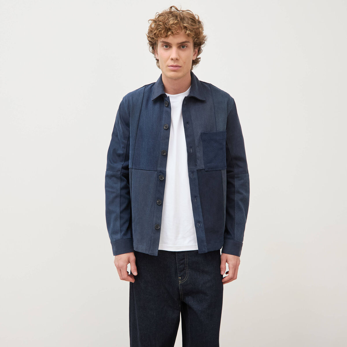 Surchemise droite manches longues denim brut homme
