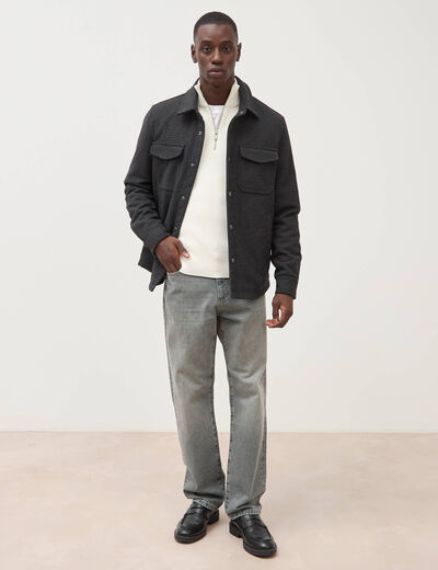 Pull col camionneur ecru homme