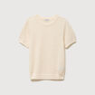 Pull col rond manches courtes creme femme